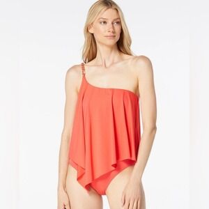 NWT - Michael Kors One Shoulder Tankini Top - Solids - Size L